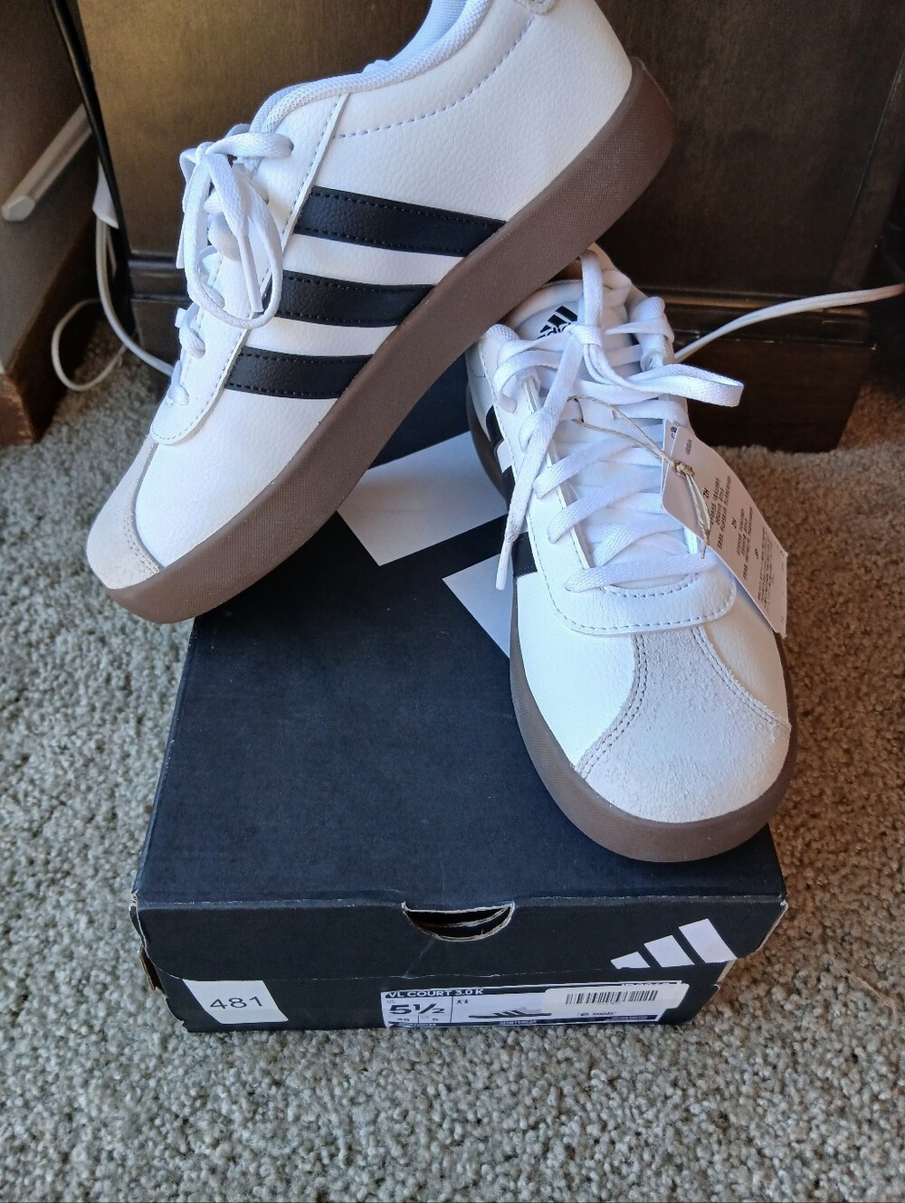 adidas White Black Low-Top Sneakers with Brown Sole